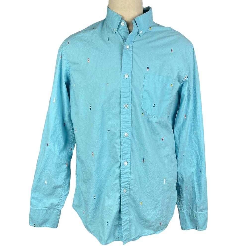 J. Crew Blue Classic Flex Oxford Long Sleeve Button Up Shirt Mens Size L